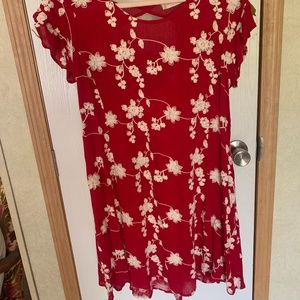 Red Floral casual dress